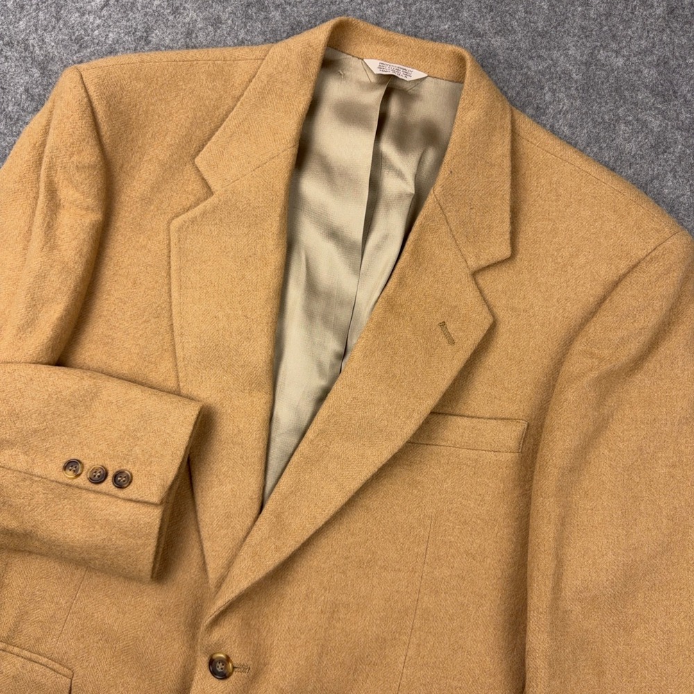 VTG Camel Hair Blazer Men 42R Tan Two Button Sport Coat USA Made 90s Hunt Valley
